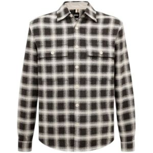 Hugo Boss, Jassen, Heren, Veelkleurig, L, Polyester, Geruit overshirt met flanellen voorkant