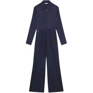 Patrizia Pepe, Jumpsuits & Playsuits, Dames, Blauw, XS, Polyester, Blauwe Crepe Broek met Rits
