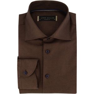 John Miller, Overhemden, Heren, Bruin, 2Xl, Katoen, Bruine Business Overhemd Wide Spread Kraag