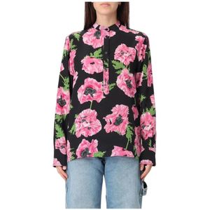 Stella McCartney, Blouses & Shirts, Dames, Veelkleurig, M, Roze Poppy Print Shirt