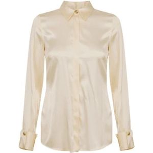Elisabetta Franchi, Blouses & Shirts, Dames, Beige, M, Satijn, Silk Lemonade Shirt