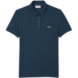 Lacoste, Tops, Heren, Blauw, M, Katoen, Slim Fit Piqué Polo Shirt