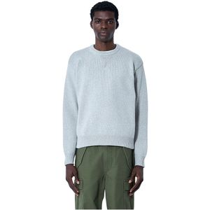 Stüssy, Truien, Heren, Grijs, XL, Katoen, Merino Katoenmix Crewneck Sweater