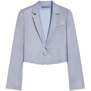 Pennyblack, Jassen, Dames, Blauw, M, Katoen, Katoenen blazer elegante stijl lamé effect