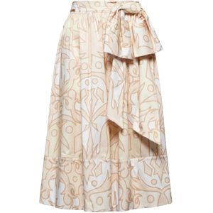 Silvian Heach, Rokken, Dames, Beige, L, Katoen, Midi rok met geometrische print