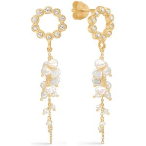 Frk. Lisberg, Accessoires, Dames, Geel, ONE Size, Vergulde Parel Oorbellen