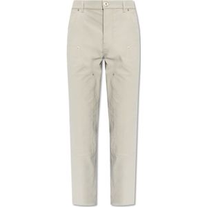 Salvatore Ferragamo, Broeken, Heren, Grijs, L, Katoen, Rechttoe-rechtaan broek met dubbele kniestukken
