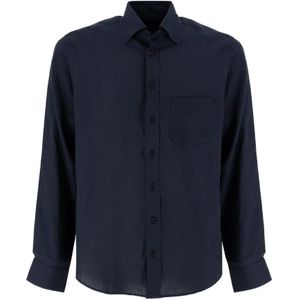 Sease, Overhemden, Heren, Blauw, 2Xl, Stijlvolle Patch Pocket Aansluitende Shirt