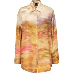 Pinko, Blouses & Shirts, Dames, Veelkleurig, M, Satijn, Satin Print Multi Colour Overhemden