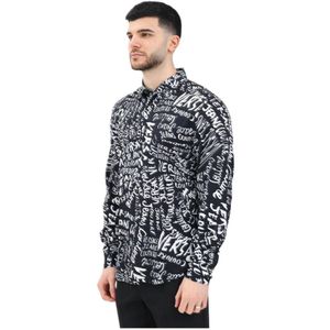Versace Jeans Couture, Overhemden, Heren, Zwart, 3Xl, Zwarte longsleeve logoshirt