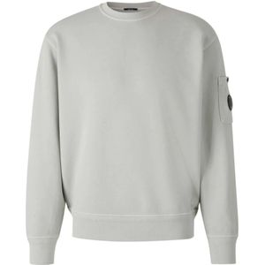 C.p. Company, Sweatshirts & Hoodies, Heren, Grijs, L, Grijze trui met blauwe patch