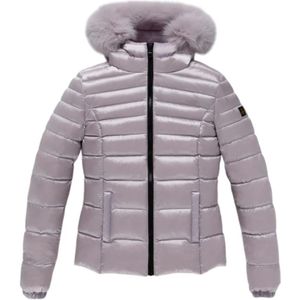 RefrigiWear, Jassen, Dames, Paars, XS, Nylon, Paarse Nylon Damesjas met Bont Capuchon