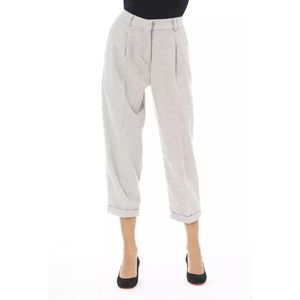Alpha Studio, Broeken, Dames, Grijs, M, Wol, Grijze Wollen Jeans & Broek
