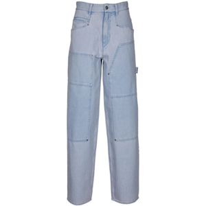 Isabel Marant Étoile, Jeans, Dames, Blauw, XS, Katoen, Blauwe Wide Leg Jeans met Studs