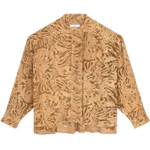 Roseanna, Blouses & Shirts, Dames, Beige, S, Zijden Geborduurde Blouse