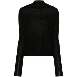 Rick Owens, Truien, Dames, Zwart, M, Wol, Zwarte Gebreide Trui