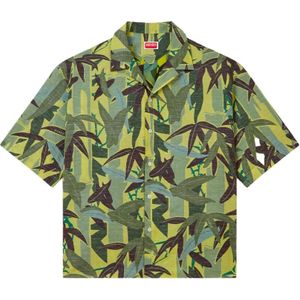 Kenzo, Overhemden, Heren, Groen, S, Bamboe, Hawaiiaans overhemd met korte mouwen - Bamboe