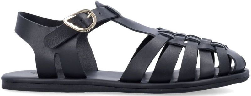 Ancient Greek Sandals, Schoenen, Dames, Zwart, 37 EU, Leer, Zwarte Gesloten Neus Sandalen Karina Stijl