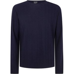 Giorgio Armani, Truien, Heren, Blauw, L, Wol, Blauwe Chevron Gebreide Trui