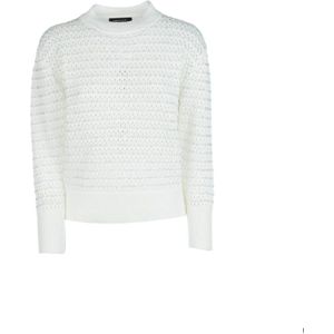 Fabiana Filippi, Truien, Dames, Wit, XS, Stijlvolle Crew Neck Sweater
