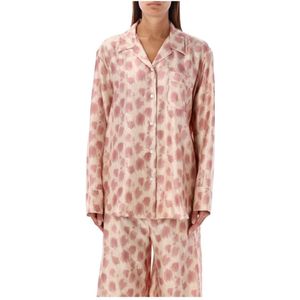 Marni, Blouses & Shirts, Dames, Veelkleurig, S, Luxe Zijden Pyjama Shirt Roze Abstract