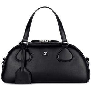 Courrèges, Tassen, Dames, Zwart, ONE Size, Bowling Baguette Clutch Zwart