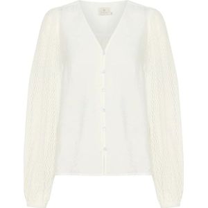 Kaffe, Blouses & Shirts, Dames, Wit, S, Kanten blouse met V-hals en knopen