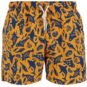 Gallo, Badkleding, Heren, Veelkleurig, L, Gele zwemshorts voor heren met primordiaal vispatroon