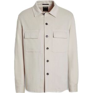 Ermenegildo Zegna, Jassen, Heren, Wit, S, Kasjmier, Cashmere Overshirt