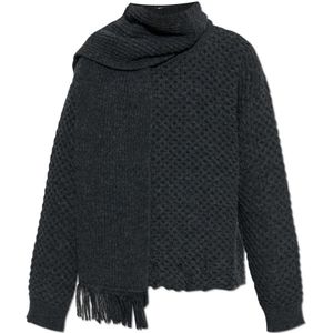 MM6 Maison Margiela, Truien, Heren, Grijs, L, Wol, Trui met wollen afwerking