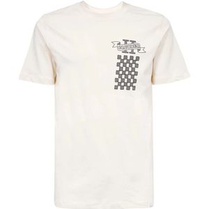 Les Deux, Tops, Heren, Beige, S, Katoen, Geribbelde T-shirt met ronde hals en print