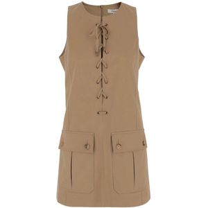 Chloé, Kleedjes, Dames, Bruin, S, Katoen, Bruine Jurk Klassieke Stijl Vrouwen