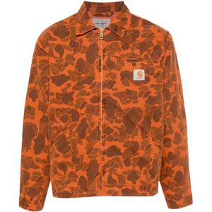 Carhartt Wip, Jassen, Heren, Oranje, S, Katoen, Camouflage Jassen Oranje