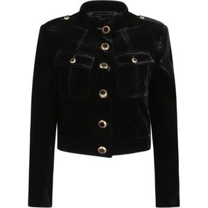 Tom Ford, Jassen, Dames, Zwart, S, Katoen, Zwarte Korte Fluweel Jas