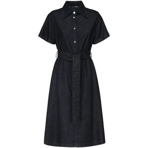 Dolce & Gabbana, Kleedjes, Dames, Blauw, M, Denim, Denim chemisier jurk met overhemdkraag