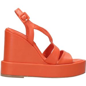 Paloma Barceló, Schoenen, Dames, Oranje, 36 EU, Leer, Oranje Sleehak Sandalen