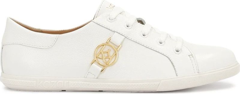 Kazar, Schoenen, Dames, Wit, 38 EU, Leer, Witte leren sneakers versierd met een monogram