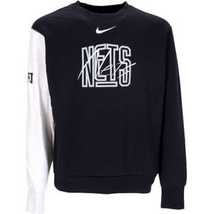 Nike, Sport, Heren, Zwart, XL, Katoen, Brooklyn Nets Crewneck Sweatshirt