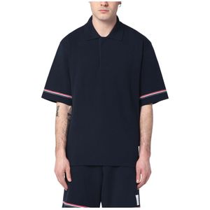 Thom Browne, Tops, Heren, Blauw, XL, Polo Shirt met Korte Mouwen