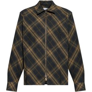 Burberry, Overhemden, Heren, Groen, M, Katoen, Geruite Overhemd