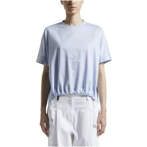 Peserico, Tops, Dames, Blauw, L, Katoen, Slub katoenen linnen piqué jersey t-shirt