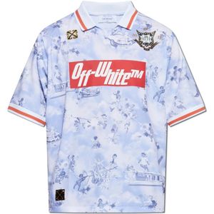 Off White, Tops, Heren, Blauw, S, Wol, Polo met logo