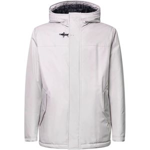 Fay, Jassen, Heren, Wit, S, Nylon, Nylon Caban met Geïntegreerde Capuchon