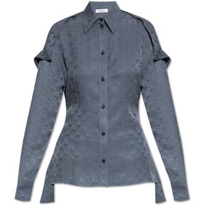 Salvatore Ferragamo, Blouses & Shirts, Dames, Grijs, 2Xs, Wijdvallend shirt met monogram