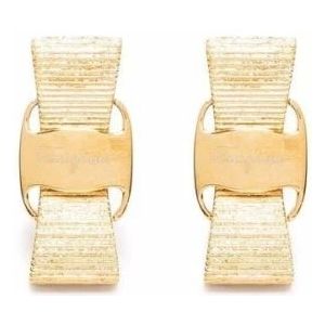 Salvatore Ferragamo, Accessoires, Dames, Geel, ONE Size, Handtekening Vara Strik Oorbellen