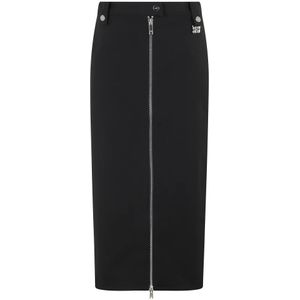 Ganni, Rokken, Dames, Zwart, S, Polyester, Zwarte Bonded Crepe Midi Rok
