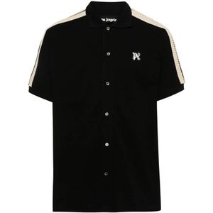 Palm Angels, Overhemden, Heren, Zwart, L, Katoen, Monogram Track Polo