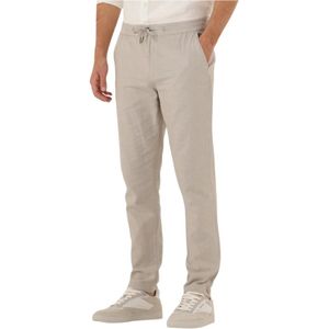 Scotch & Soda, Broeken, Heren, Beige, W36 L34, Katoen, Beige Katoen Linnen Jogger Broek