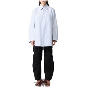 Bottega Veneta, Blouses & Shirts, Dames, Blauw, S, Katoen, Gestreept Relaxte Fit Shirt