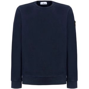 Stone Island, Sweatshirts & Hoodies, Heren, Blauw, L, Katoen, Blauw Navy Katoenen Sweatshirt